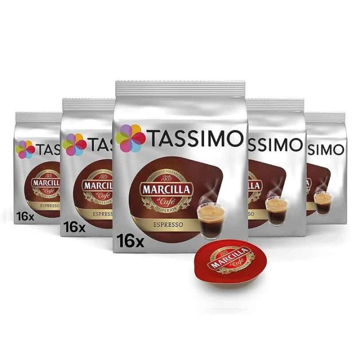 Marcilla Tassimo Espresso – 5 boîtes de 16 capsules