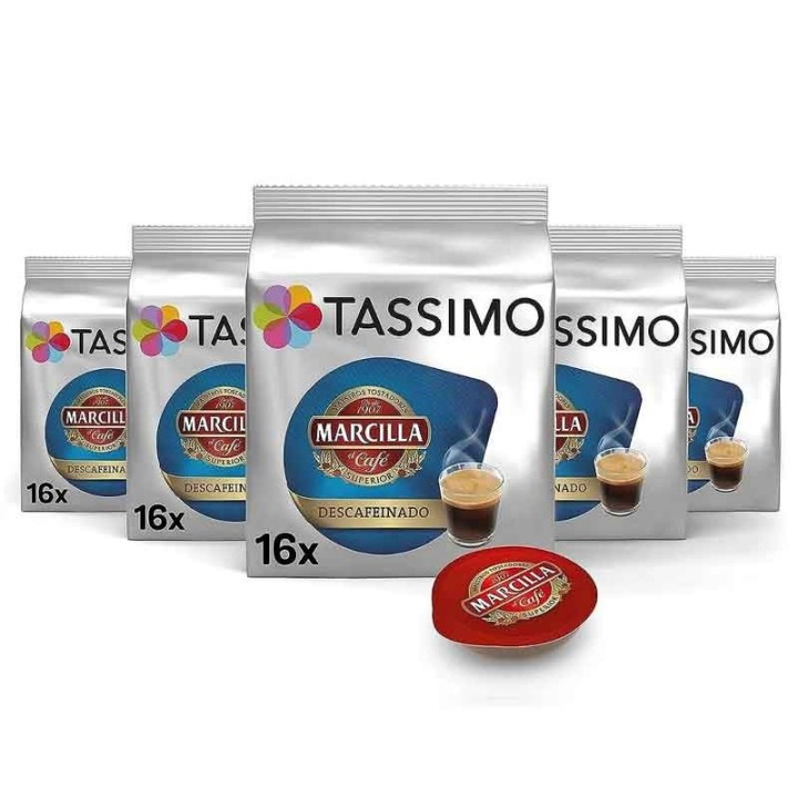 Descafeinado Marcilla Tassimo 5 cajas de 16 cápsulas de café
